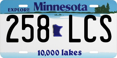 MN license plate 258LCS