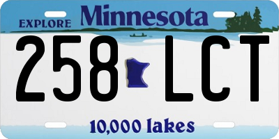 MN license plate 258LCT