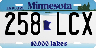 MN license plate 258LCX