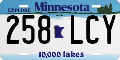 MN license plate 258LCY