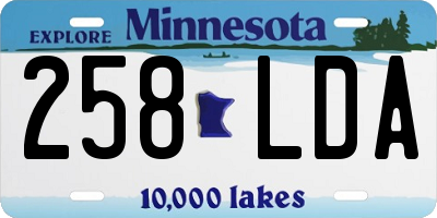 MN license plate 258LDA