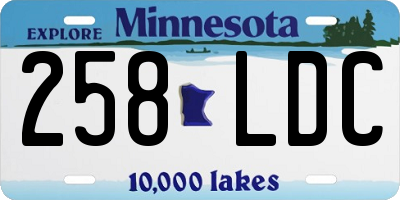MN license plate 258LDC