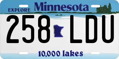 MN license plate 258LDU