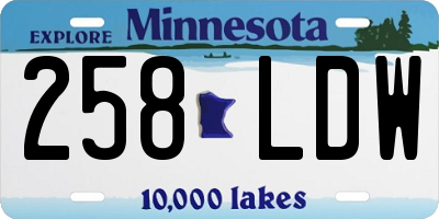 MN license plate 258LDW