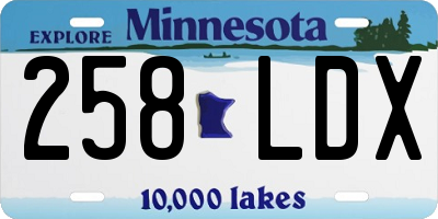 MN license plate 258LDX