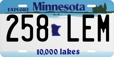 MN license plate 258LEM