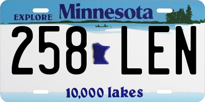 MN license plate 258LEN