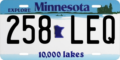 MN license plate 258LEQ