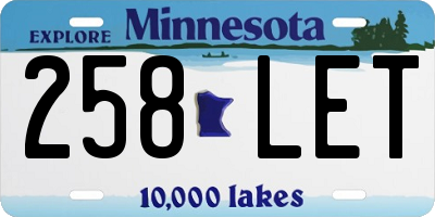 MN license plate 258LET