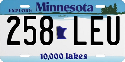 MN license plate 258LEU