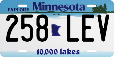 MN license plate 258LEV