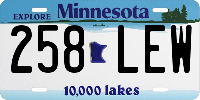 MN license plate 258LEW
