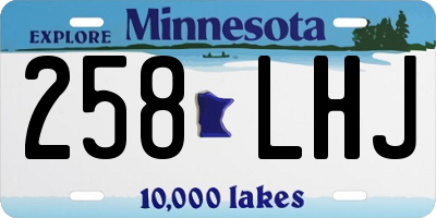 MN license plate 258LHJ