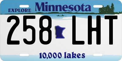 MN license plate 258LHT