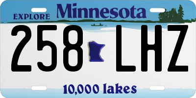 MN license plate 258LHZ