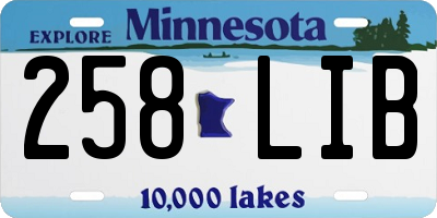 MN license plate 258LIB