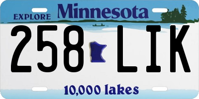 MN license plate 258LIK