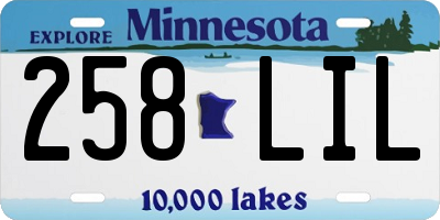 MN license plate 258LIL