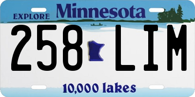 MN license plate 258LIM