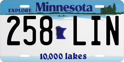 MN license plate 258LIN