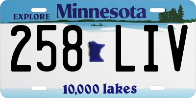 MN license plate 258LIV