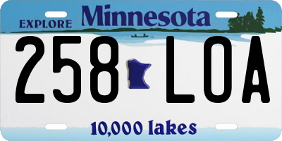 MN license plate 258LOA