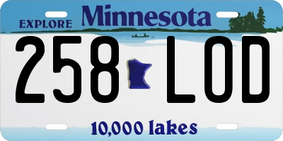 MN license plate 258LOD