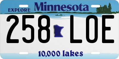 MN license plate 258LOE