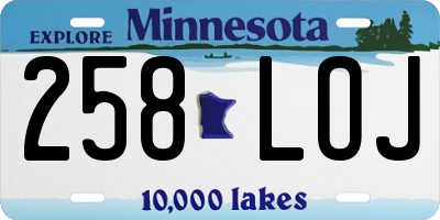 MN license plate 258LOJ