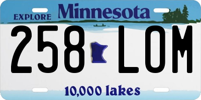 MN license plate 258LOM