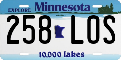 MN license plate 258LOS