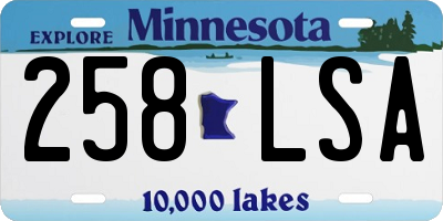 MN license plate 258LSA