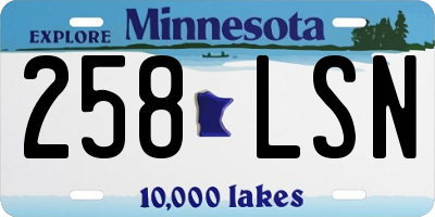 MN license plate 258LSN