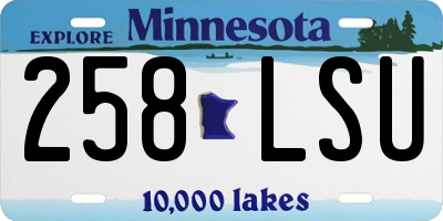 MN license plate 258LSU