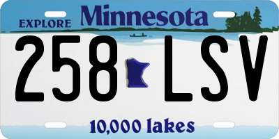 MN license plate 258LSV
