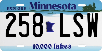 MN license plate 258LSW