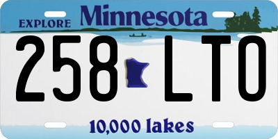 MN license plate 258LTO