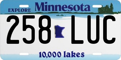 MN license plate 258LUC