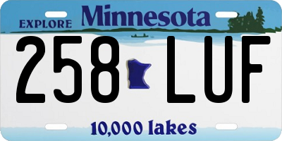 MN license plate 258LUF