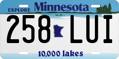 MN license plate 258LUI