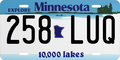 MN license plate 258LUQ