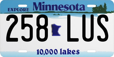 MN license plate 258LUS