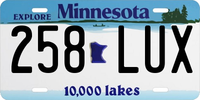 MN license plate 258LUX