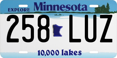 MN license plate 258LUZ