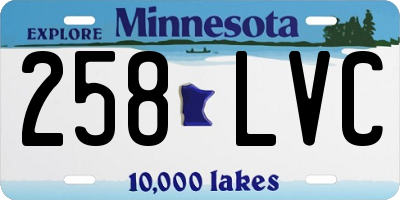 MN license plate 258LVC