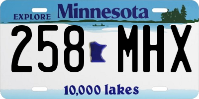 MN license plate 258MHX