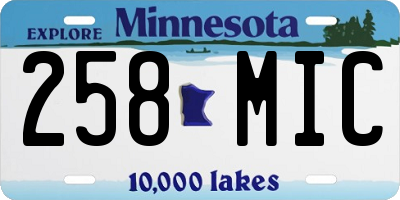 MN license plate 258MIC