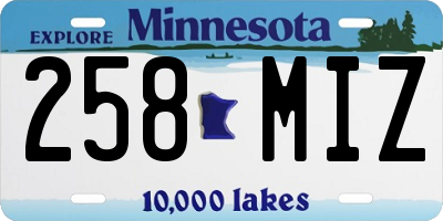 MN license plate 258MIZ