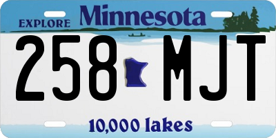 MN license plate 258MJT