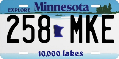 MN license plate 258MKE